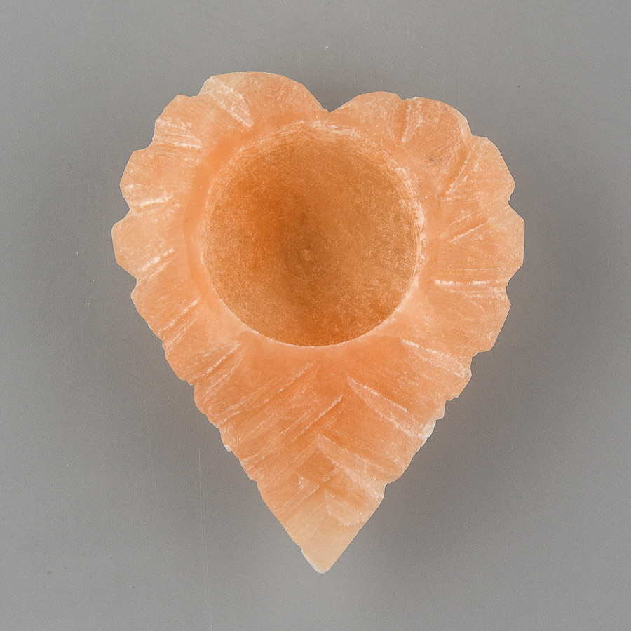 Selenit - svietnik oranžový srdce