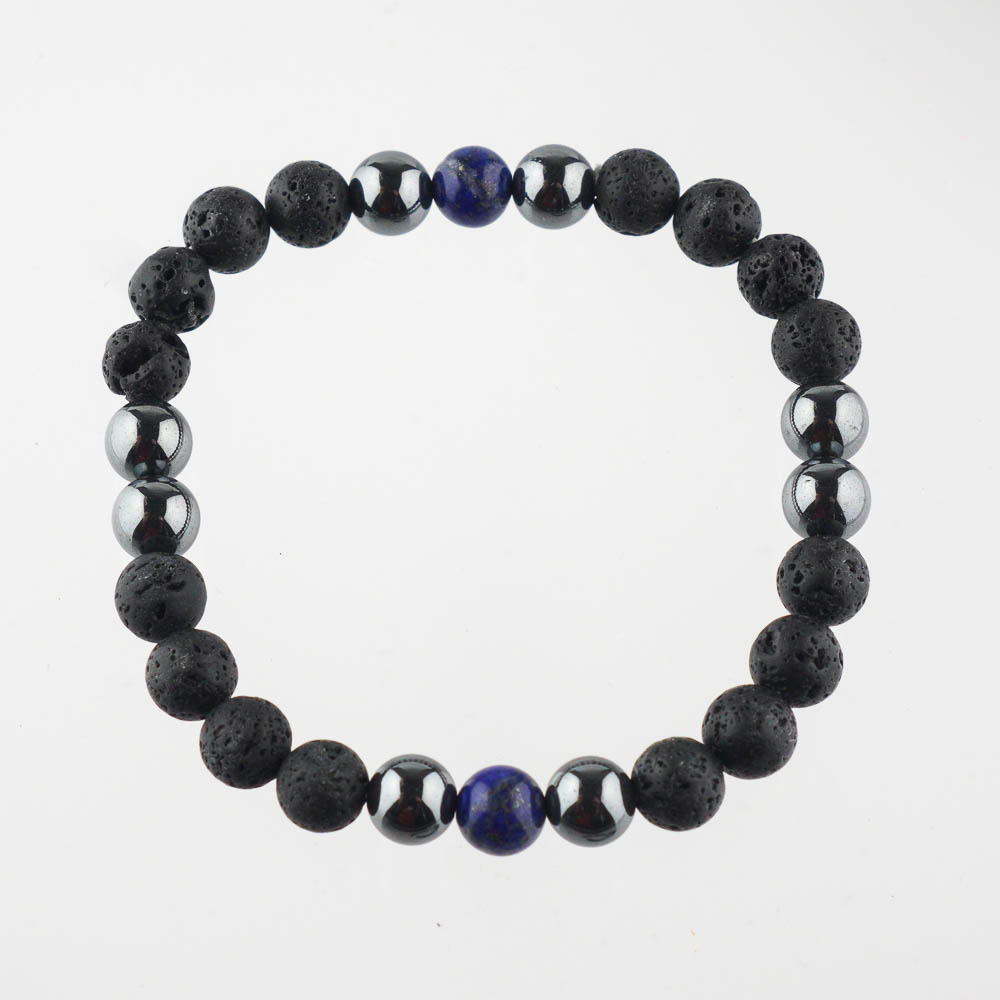 Pánsky náramok - lávový kameň, hematit, lapis lazuli