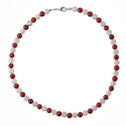 Guličkový náhrdelník - pukaný krištáľ, koral červený