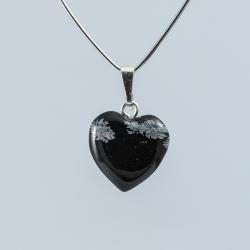 Prívesok srdce 15mm - obsidián vločkový