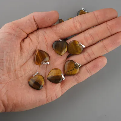 Přívěsek srdce 20mm - tygří oko